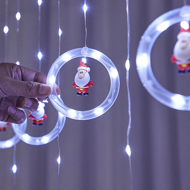 Cortina Luces Led Papa Noel Bola Navidad